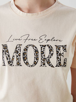 Bisiklet Yaka Bask?l? Kad?n Ti??rt