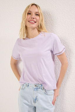 TRENDYOLMILLA Beyaz %100 Pamuk Isleme Detayl? Basic Bisiklet Yaka Orme T-Shirt TWOSS23TS00012 фото 23
