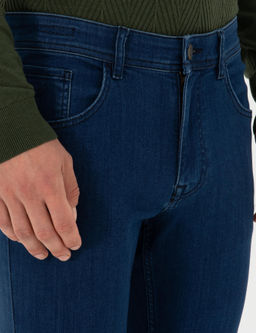 A__k Mavi Slim Fit Pamuk Liyosel Kar___ml_ Jean Pantolon