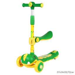Самокат 3-х колесный SCOOTER Дино / 8101 /уп 8/ зелёный