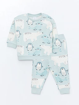 Bisiklet Yaka Erkek Bebek Sweatshirt ve Pantolon 2li Tak?m