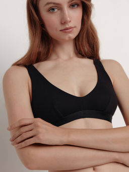 CONTE TIE DYE RIB LBE 2208 Бюстье в рубчик с V-образной линией декольте black - Conte elegant фото 4