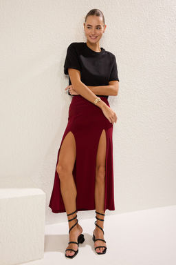 TRENDYOLMILLA Siyah A-line/Can Ac?lan Y?rtmacl? Esnek Maxi Orme Etek TWOSS25ET00041  фото 2