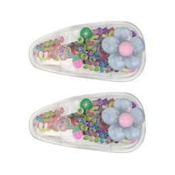 Набор заколок для волос клик-клак, арт. 71729 / 10 ЦВЕТОЧКИ (в наборе: 2шт., 5,5 см, черный металл, поливинилхлорид, полиуретановая смола, цвет: разноцветный, подложка из мелованного картона + ПЭТ-пакет с европодвесом)