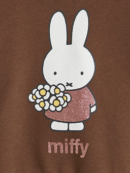 Miffy Bask?l? K?z ?ocuk Kal?n Sweatshirt