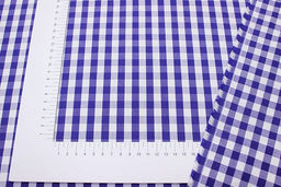 Перкаль пестротканый блузочно-сорочеч. Средняя сине-белая клетка, ВИД2, ш.1.53м, хл-100% - Купава фото 2