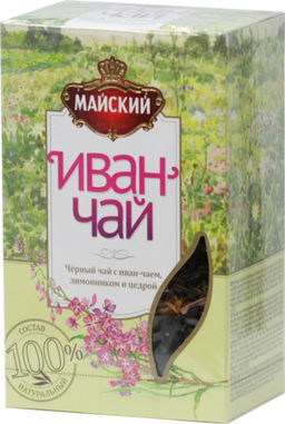 Майский. Иван-чай с черным чаем и лимонником 75 гр. карт.пачка (Уцененная)