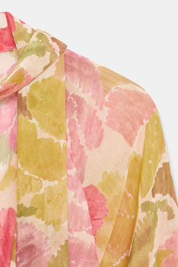 VESTIDO ESTAMPADO FLORAL LAZO CINTUR?N / Multicolor - Zara фото 5