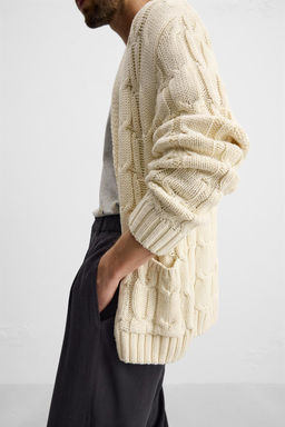 TEXTURED CABLE-KNIT CARDIGAN - Zara фото 6