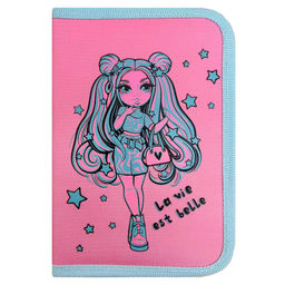 Пенал школьный Феникс+, арт.64160/ 24 РОЗОВАЯ ТЕМА (без наполнения, 13.3x20x3.5 см, полиэстер, молни