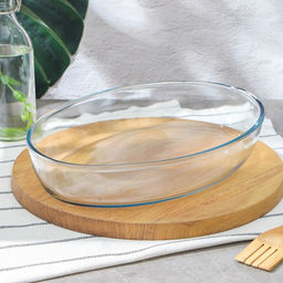 Форма для запекания Paşabahçe Borcam, 3 л, 35×24.5 см, овальная, жаропрочное стекло, прозрачная