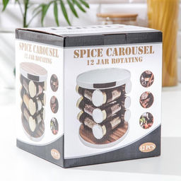 Набор для специй из стекла на подставке «Хай-тек», 19×19×21.5 см, ёмкость, 90 мл, 4×9.5 см, 12 шт.