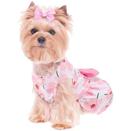 Цена за 2 шт. Платье для кошек и собак мелких пород "Бонита на прогулке", ромашки розовые, размер L, длина спинки 30-32см