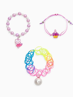 Цена за 2 шт. Набор детских браслетов «Выбражулька. Котик и Единорог», 3 шт. силиконовый, разноцветный