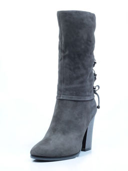 02-YF189-201M DK.GREY Полусапоги зимние женские (натуральная замша, натуральный мех (еврозима))