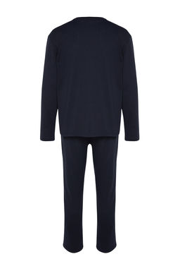 TRENDYOL MAN Lacivert Regular Fit Bask?l? Orme Pijama Tak?m? TMNAW24PT00005 - Trendyolmilla фото 16