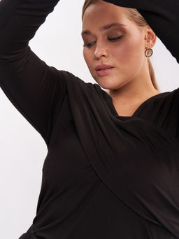 Лонгслив с драпировкой LN00503BLK01 - Артесса фото 8