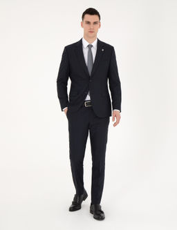 Lacivert Slim Fit Tak_m Elbise