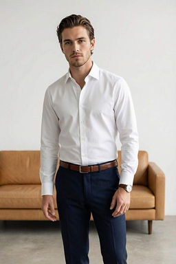 Beyaz Normal Kal_p/Regular Fit Gabardin Dokulu Kolay _t_lenebilir Erkek Dokuma G_mlek TMNSS26GO00006