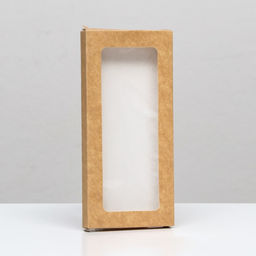Цена за 10 шт. Коробка под плитку шоколада, крафт, с окном 17.1×8×1.4 см