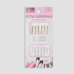Цена за 5 шт. Иглы швейные для гобелена, с золотым ушком, d=1.15 мм, 4-4.8 см, набор 6 шт.