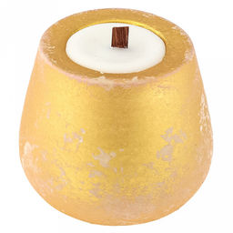 Свеча "Лионель" д7,2см, h6,6см, парафин, в подсвечнике из гипса, время горения 15 часа, карамель с золотом (Россия)