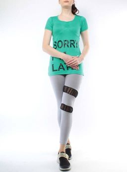 1215 GREEN/GRAY Спортивный костюм для фитнеса женский (90% вискоза, 10% лайкра)