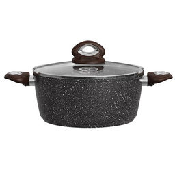 Кастрюля 5 л Rashel R-25550 чёрный гранит с индукционным дном, стекл. крышка, d=26 см а/п /RASHEL/