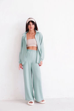 9986 Брюки-палаццо светло-аквамариновые летние - Martichelli фото 10