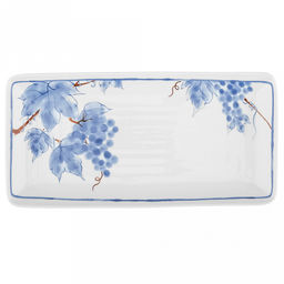 "Южный берег" Блюдо фарфоровое 300х150х25мм, 350мл, прямоугольное, с деколью, белый/синий (Китай)