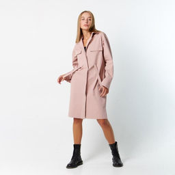 Платье женское короткое с карманами MIST, розовое, размер 40-42