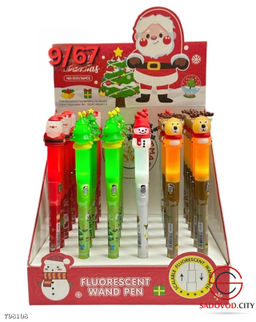 Ручка светящиеся новогодняя, стержень шариковый, цвет чернил-синий.