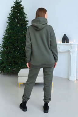 Джемпер Футер 3-х нитка начес  327L17 хаки худи,толстовка - Solo mio фото 3