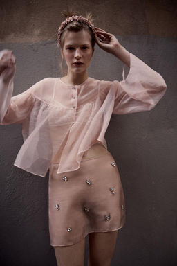 ORGANZA JACKET WITH RHINESTONE BUTTONS