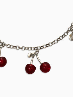 Цепь с подвесками "Вишня", 40+удл, цвет красный в серебре