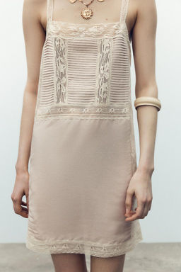 PLEATED LACE STRAPPY DRESS - Zara фото 5
