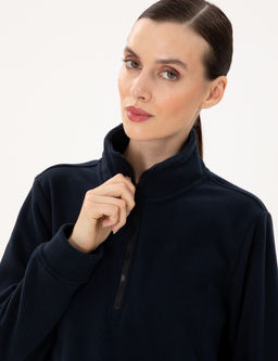 Lacivert Comfort Fit Fermuarl_ Polar Sweatshirt
