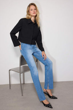TRENDYOLMILLA Siyah Y?rtmacl? Yuksek Bel Flare Jeans TWOAW22JE0382  фото 23