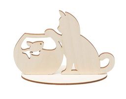 Заготовка для декорирования Mr. Carving ВД-648 Котёнок с аквариумом на подставке фанера 14 х 2 х 10 см . 1235