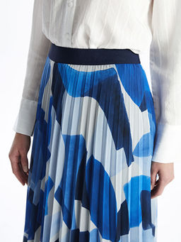 Beli Lastikli ?i?ekli Kad?n ?ifon Etek