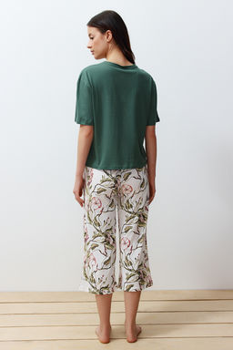 Trendyolmilla Lacivert Cicekli Kapri Orme Pijama Tak?m? THMSS24PT00216  фото 11