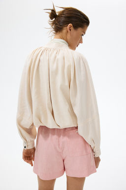 Pantal?n corto paper bag en mezcla de lino - H&m фото 5