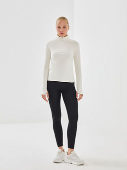 Dik Yaka Reflekt?r Bask?l? Kad?n Spor Ti??rt