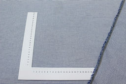 Вареный (стираный) хлопок Белая полоска на синем меланже, ш.2.5м, хл-100%, 125гр/м.кв - Купава фото 4