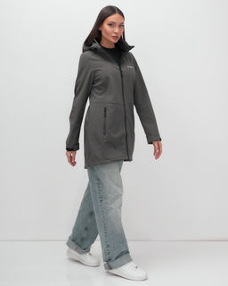 Парка спортивная женская с капюшоном softshell темно-серого цвета 9568TC - Mtforce фото 3