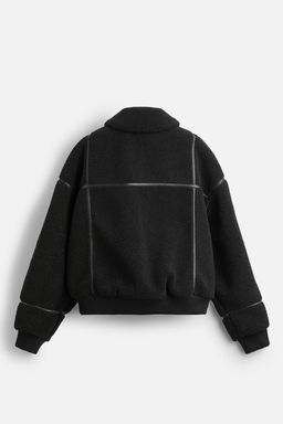 CONTRAST FAUX SHEARLING JACKET - Zara фото 7