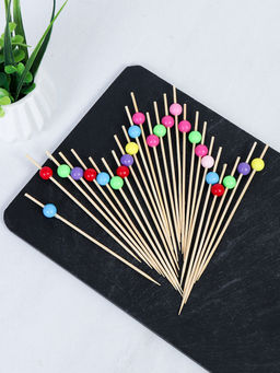 Шпажки бамбуковые 50 штук с декором / H50-1 /уп 500/ микс - ГалеонТрейд фото 3