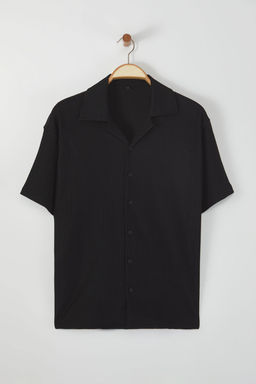 TRENDYOL MAN Siyah Oversize Dokulu Esnek Rahat Orme Kumas Gomlek TMNSS25GO00006 - Trendyolmilla фото 6