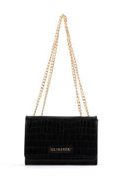 Женская черная сумочка из крокодиловой кожи - U.s. polo assn фото 6