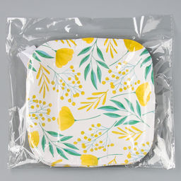 Цена за 10 шт. Тарелка бумажная квадратная Праздничная,мимоза,цветы, 16,5х16,5 см - Страна карнавалия фото 4